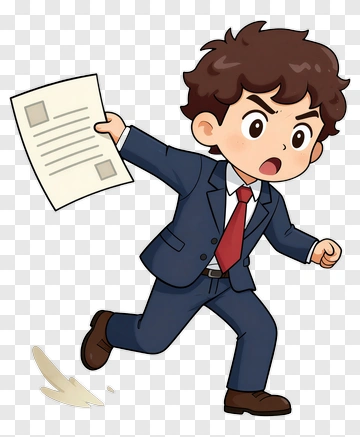 Cartoon Boy Running With A Document PNG