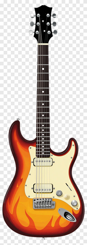 Electric Guitar With Flame Design PNG