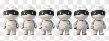 Cartoon Mummy Characters In A Row PNG