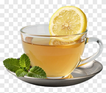 Cup Of Lemon Tea With Mint Leaves PNG