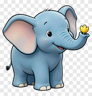 Cartoon Elephant Holding A Flower PNG