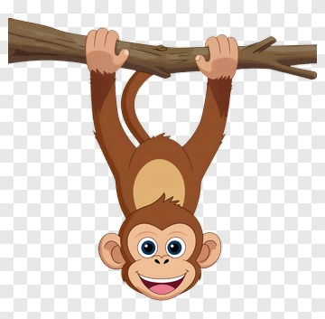 Cartoon Monkey Hanging From A Branch PNG