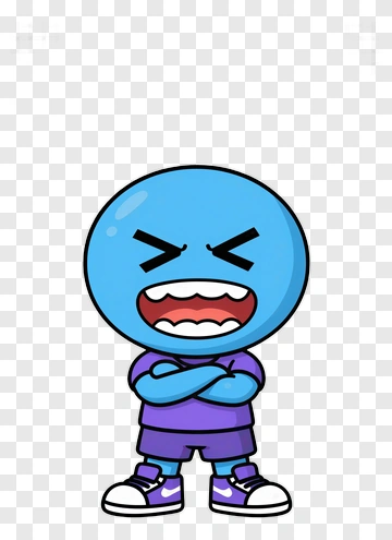 Cartoon Blue Character With Arms Crossed PNG