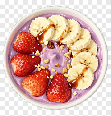 Fruit Bowl With Strawberries And Bananas PNG