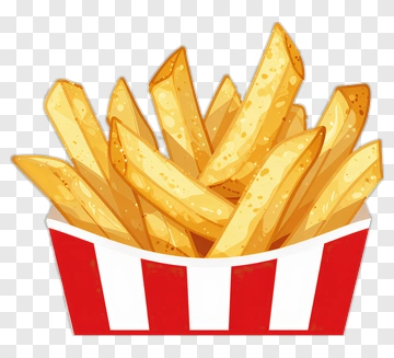 French Fries In A Red And White Container PNG