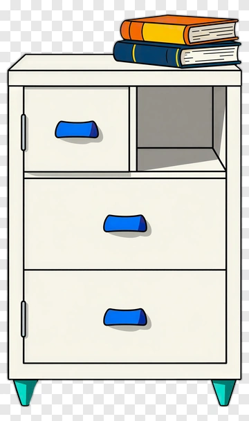 Cartoon Nightstand With Books PNG