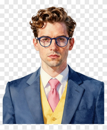 Stylish Man In A Suit With Glasses PNG