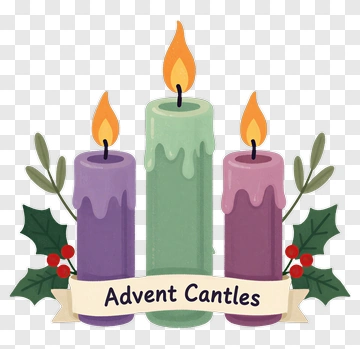 Advent Candles With Holly Decorations PNG