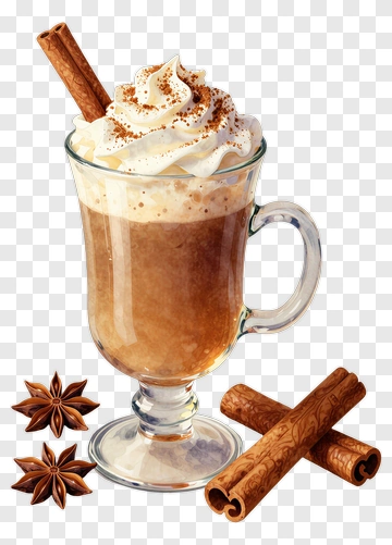 Coffee Drink With Whipped Cream And Cinnamon Sticks PNG