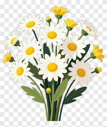 Flower Bouquet With Daisies And Yellow Flowers PNG