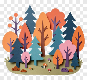Colorful Felt Forest PNG