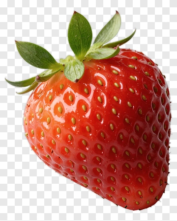 Red Strawberry With Green Leaves PNG