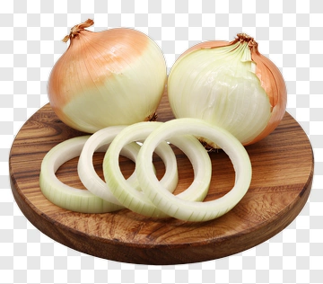 Sliced Onions On A Wooden Cutting Board PNG