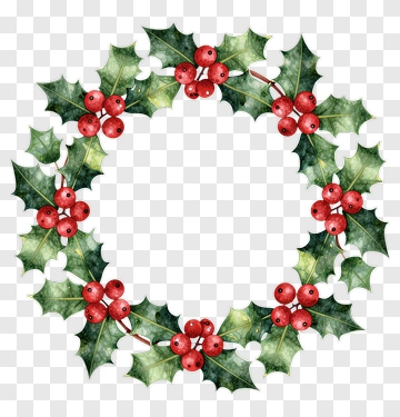 Holly Wreath With Red Berries PNG
