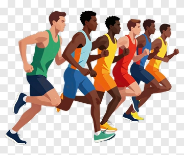 Group Of Runners Competing In A Race PNG