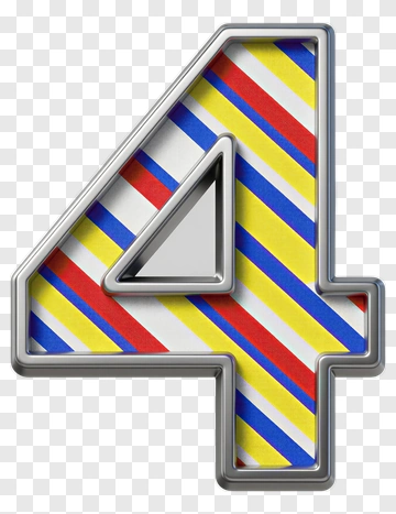 Number Four With Colorful Stripes PNG