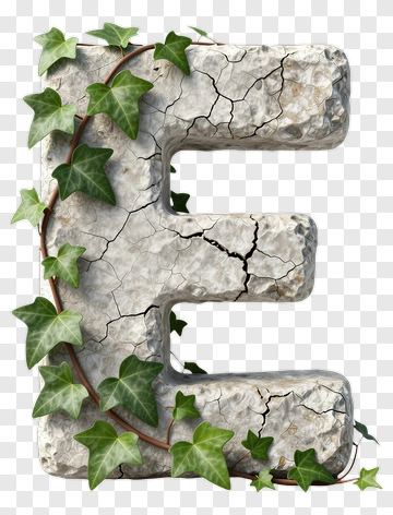 Stone Letter E Covered In Ivy PNG