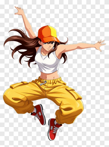 Cartoon Dancer Jumping In Yellow Pants PNG