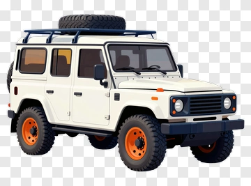 3D Off-Road Vehicle With Orange Wheels PNG