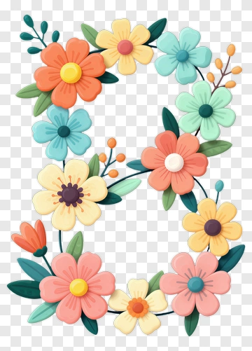 Colorful Floral Number 8 PNG