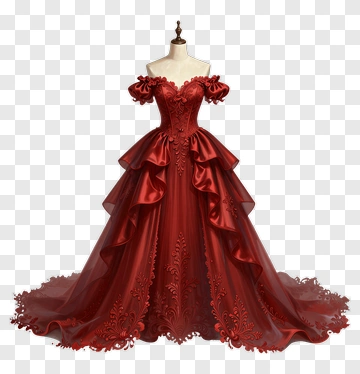 Elegant Red Evening Gown PNG