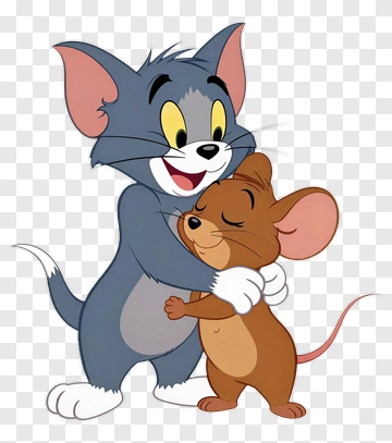 Cartoon Cat And Mouse Embracing Each Other PNG