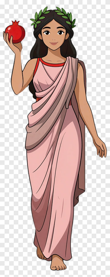 Cartoon Woman Holding A Pomegranate PNG