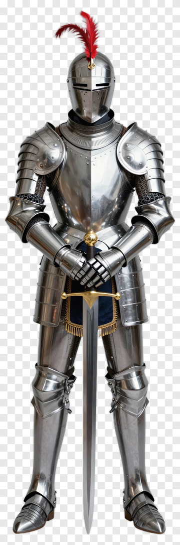Knight In Shining Armor Holding A Sword PNG
