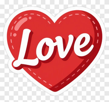 Red Heart With Love Text PNG