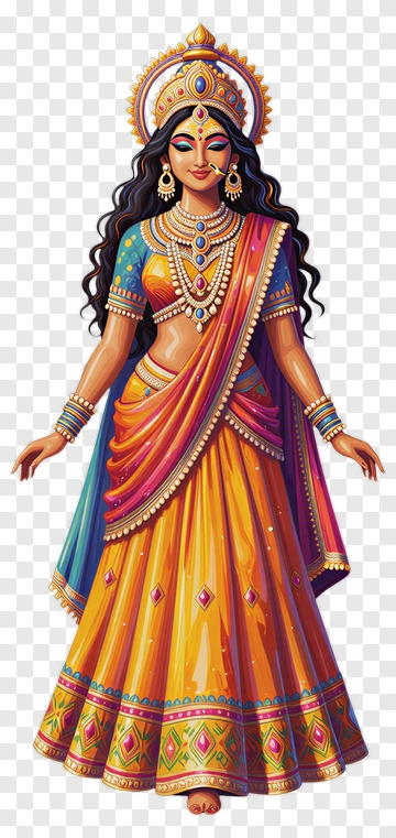 Colorful Indian Woman In Traditional Dress PNG