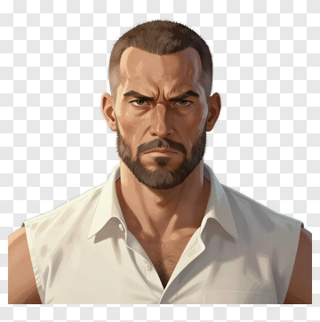 Serious Man With Short Hair And Beard PNG