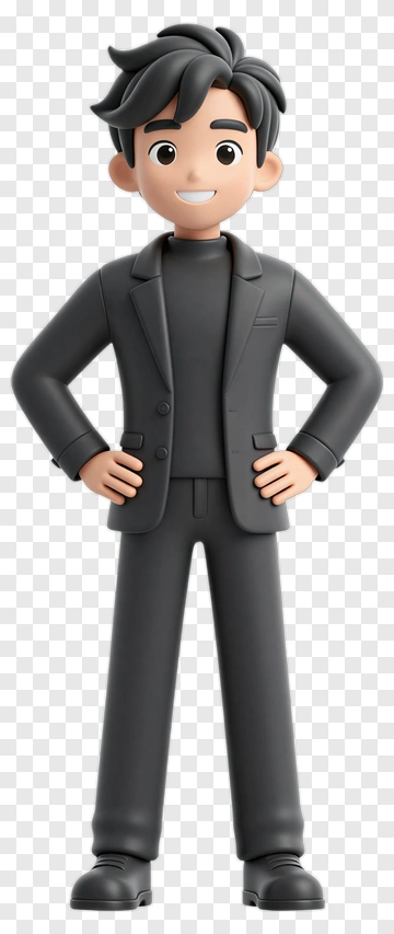3D Businessman Standing Confidently PNG