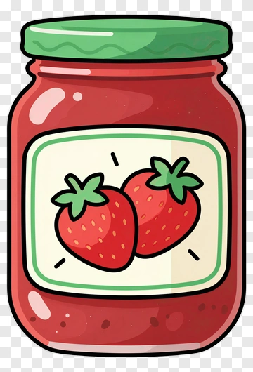 Cartoon Strawberry Jam Jar PNG