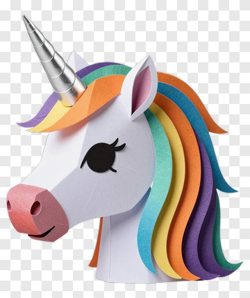 Colorful Paper Unicorn Head PNG