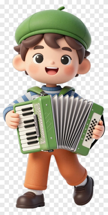 Cartoon Boy Playing An Accordion PNG