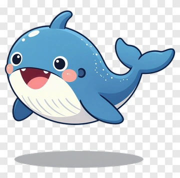 Cartoon Whale Swimming Happily PNG