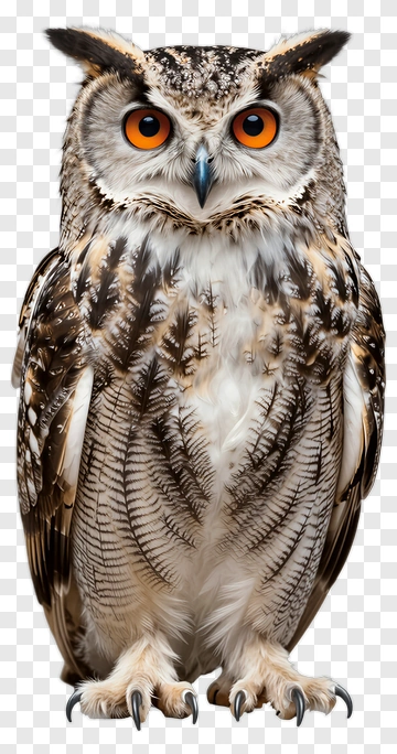 Realistic Owl With Striking Orange Eyes PNG