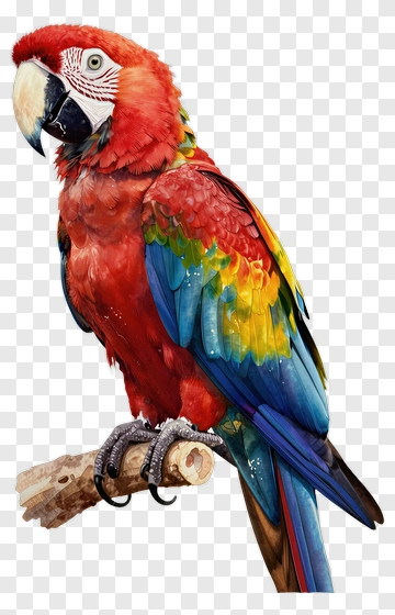 Colorful Macaw Parrot Perched On A Branch PNG