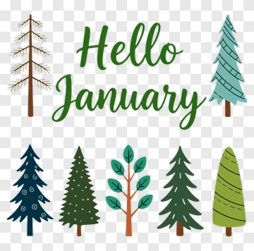 Hello January With Various Trees PNG