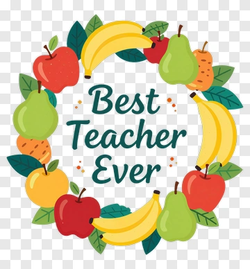 Best Teacher Ever Fruit Wreath PNG