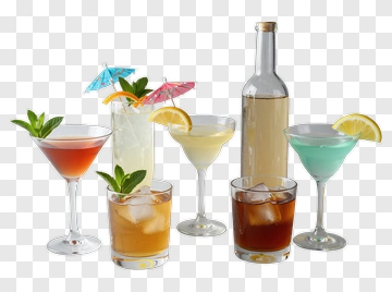 Variety Of Colorful Cocktails And Drinks PNG