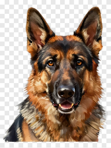 Realistic German Shepherd Dog Portrait PNG