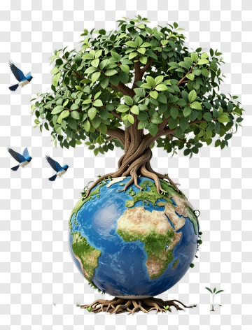 Tree Growing From Earth Globe PNG