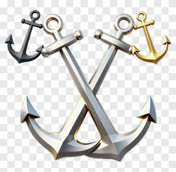 Metallic Anchors Crossed Together PNG