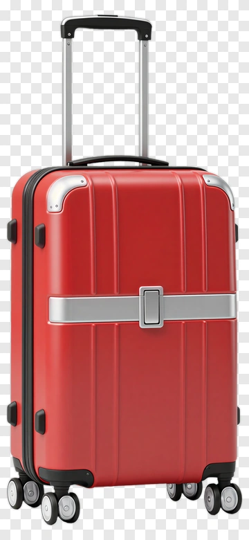 Red Suitcase With Wheels PNG