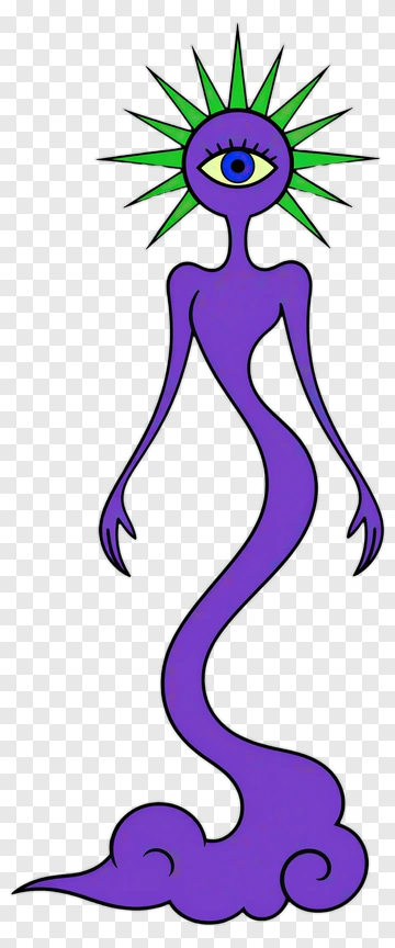Cartoon Ghost With Green Spikes PNG