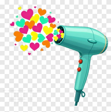 Hair Dryer Blowing Colorful Hearts PNG