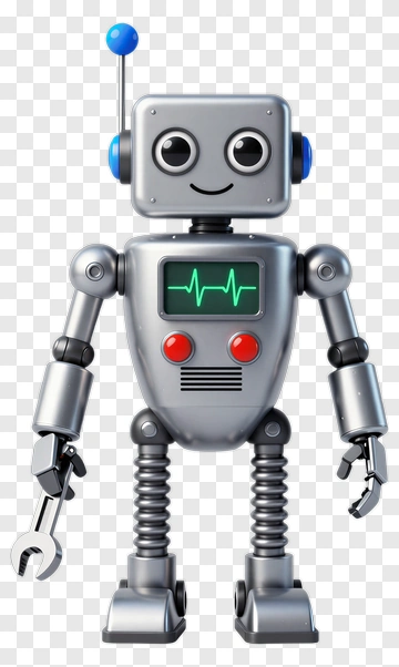 3D Robot With Wrench And Heartbeat Display PNG