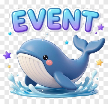 Cartoon Whale With Event Text PNG