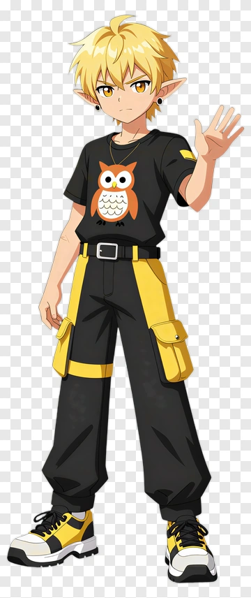 Anime Boy Waving PNG